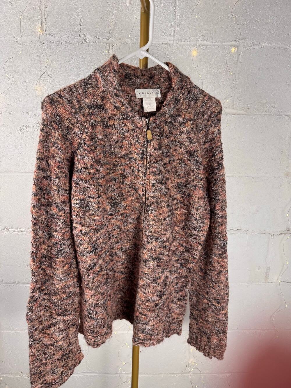 doncaster women’s M merino wool mohair zip sweater jacket multicolor italy